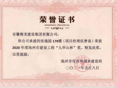 2020年度市“九华山杯”奖
