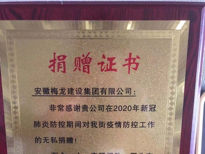 2020年抗疫捐款证书